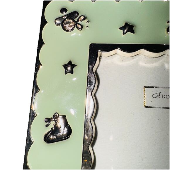 Addison Ross Unisex Baby Themed Enamel & Silver Plate Green Picture Frame 3”x 3” - Picture 3 of 4